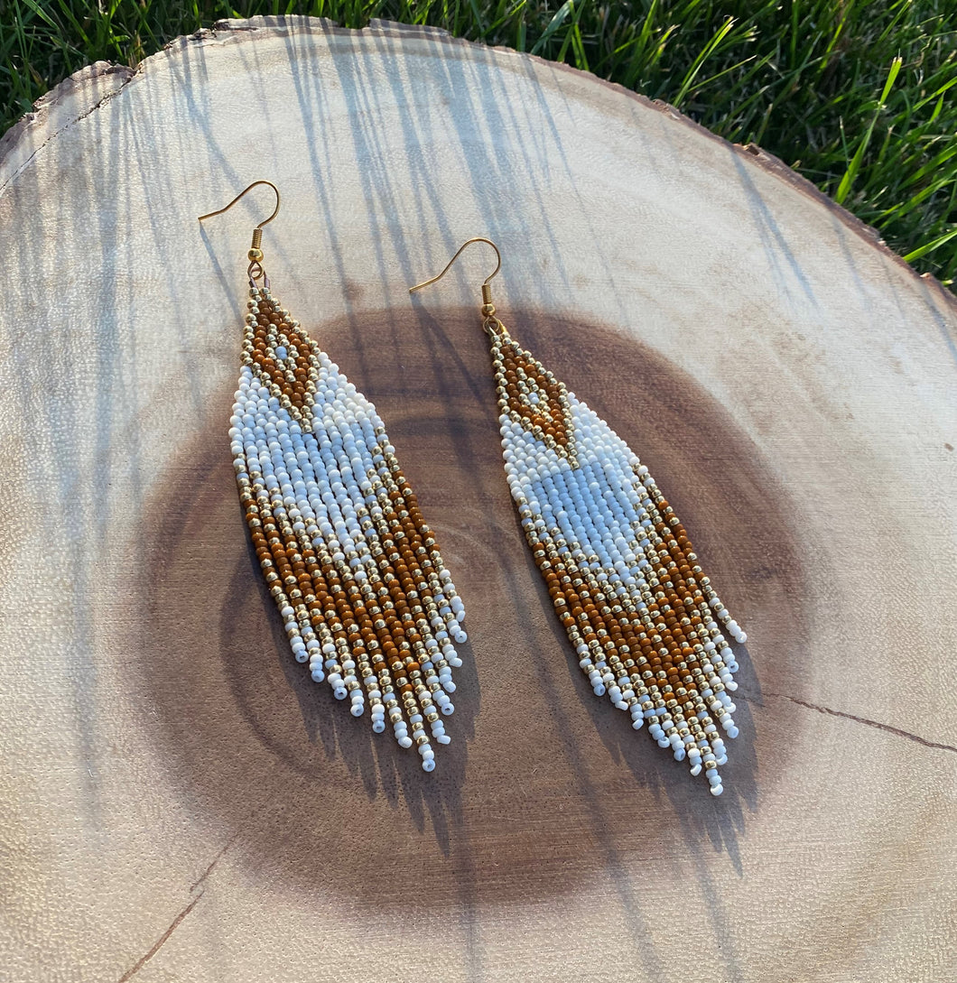 Pumpkin Spice Beaded Fringe Earrings