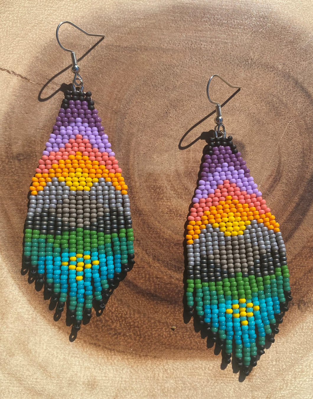 MOUNTAIN SUNSET - Beaded Fringe Earrings