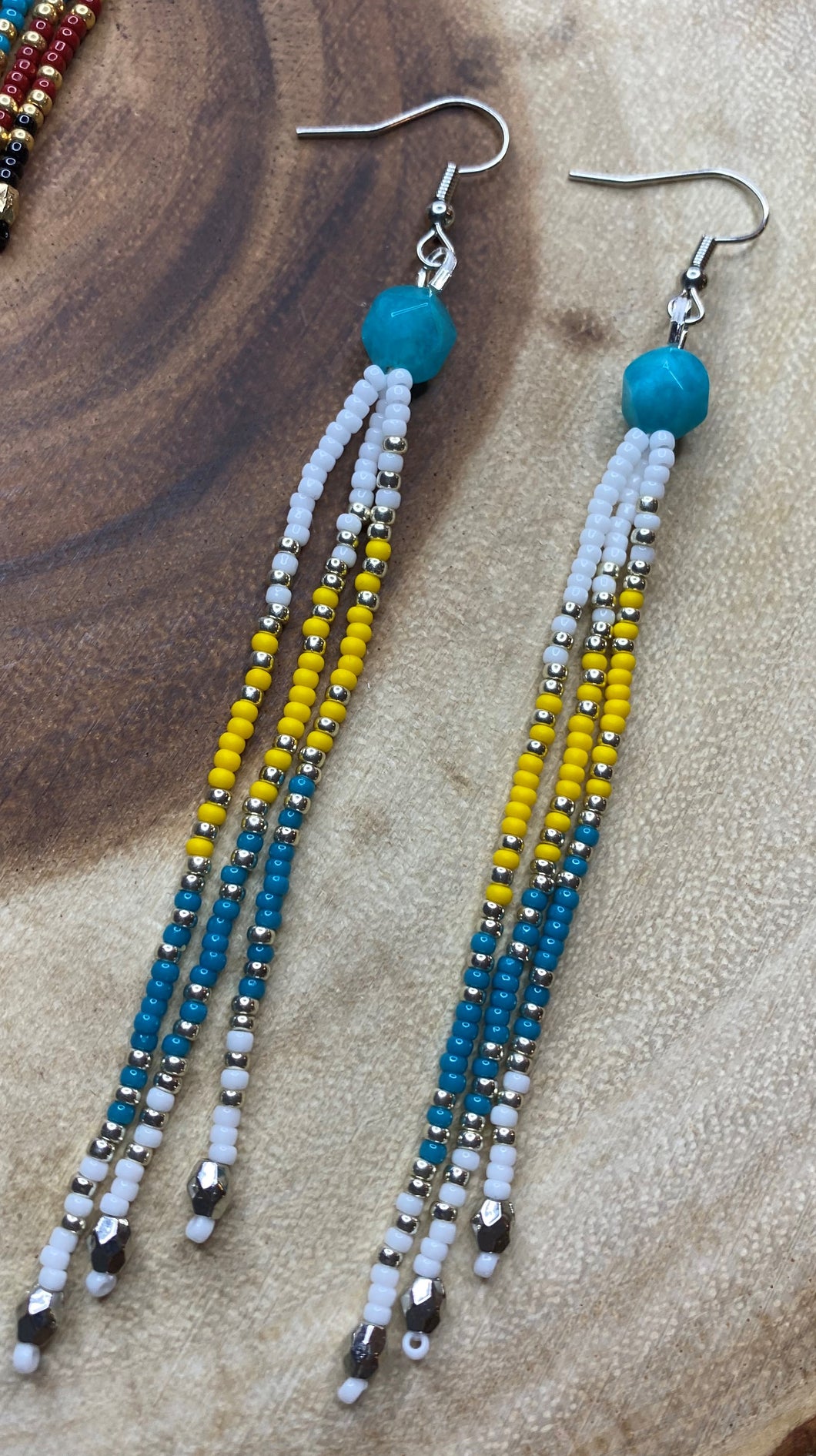 Fringe Earrings w/ Blue Dyed Jade