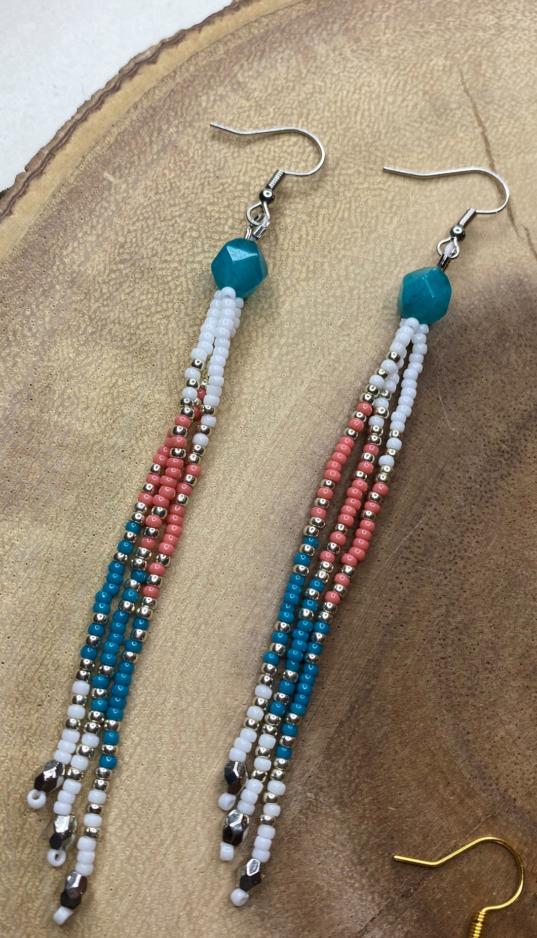 Fringe Earrings w/ Blue Dyed Jade